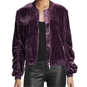 Rebecca Minkoff Purple Crushed Velvet 2 Way Zip Bomber Jacket Size Small